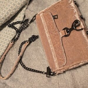 REBECCA MINKOFF Mini Mac Velvet Convertible Crossbody Putty/Gunmetal